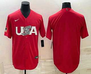 Mens USA Baseball Blank 2023 Red World Classic Stitched Jerseys->2023 world baseball classic->MLB Jersey